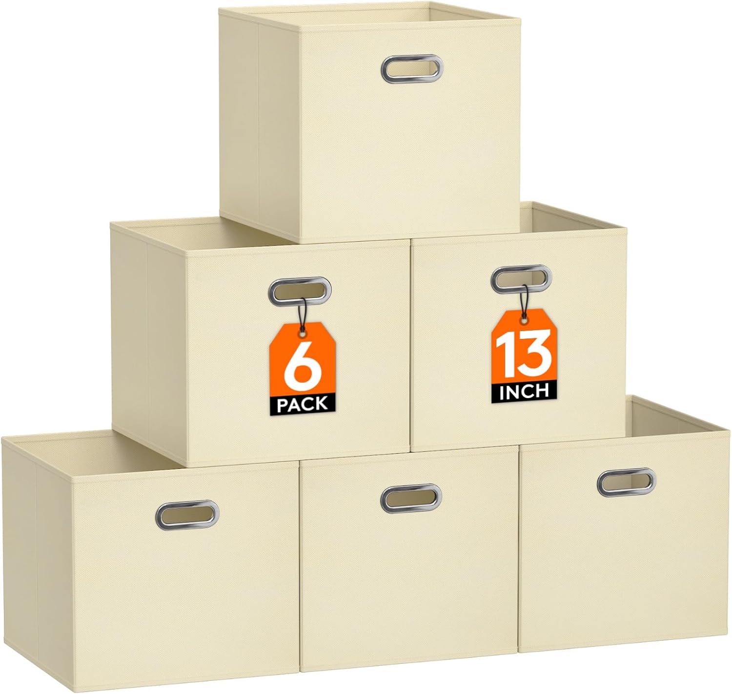 13 Inch Cube Storage Bins, 6 Packs Cube Storage Organizer, Foldable Decorative Fabric Storage Baskets