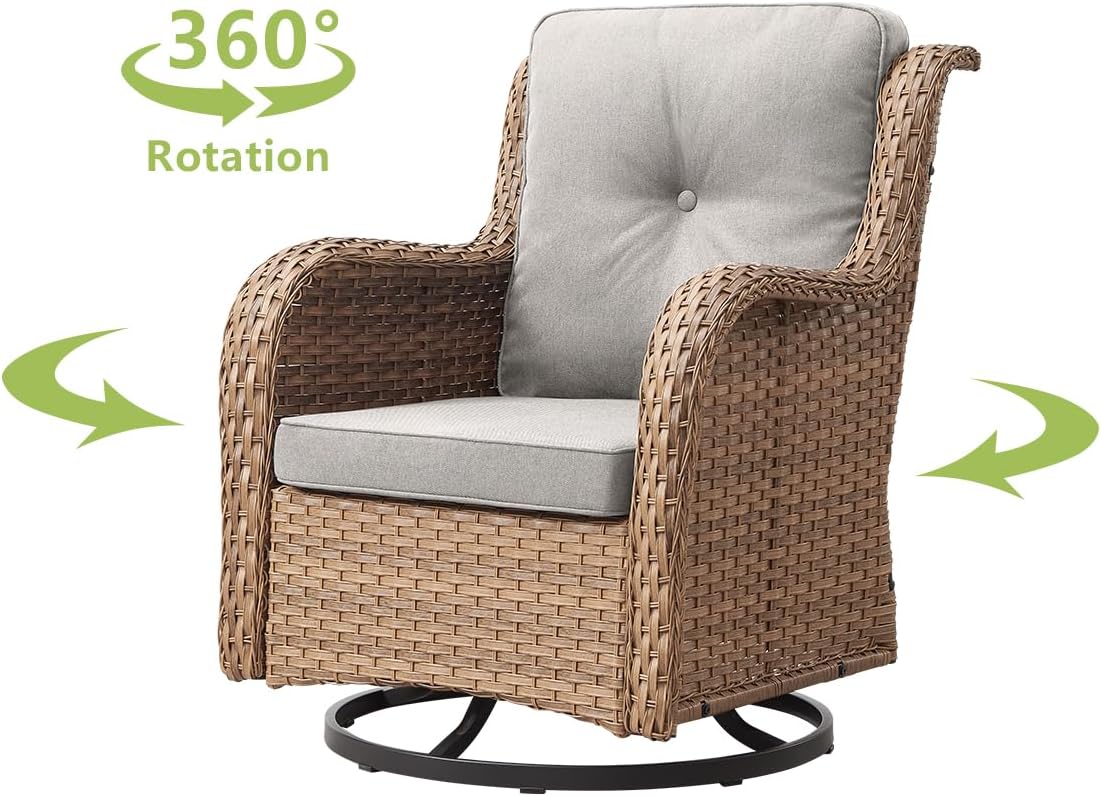 Outdoor Swivel Rocker Wicker Patio Chairs Set of 2