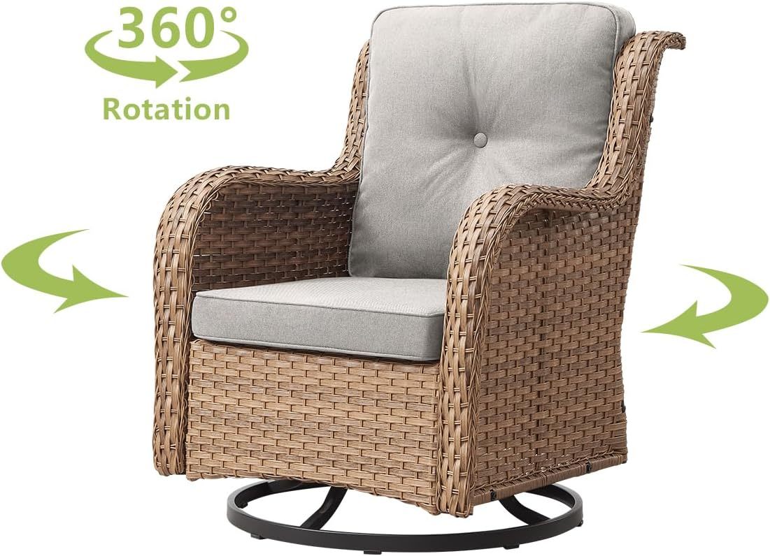 Outdoor Swivel Rocker Wicker Patio Chairs Set of 2