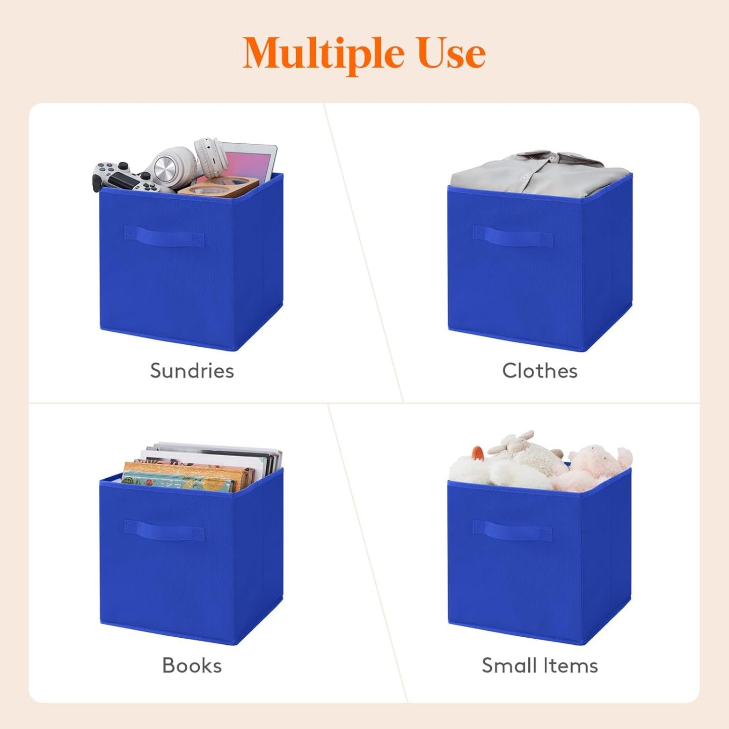 11 Inch Cube Storage Bins, Storage Cubes Foldable Medium Decorative Fabric Storage Baskets