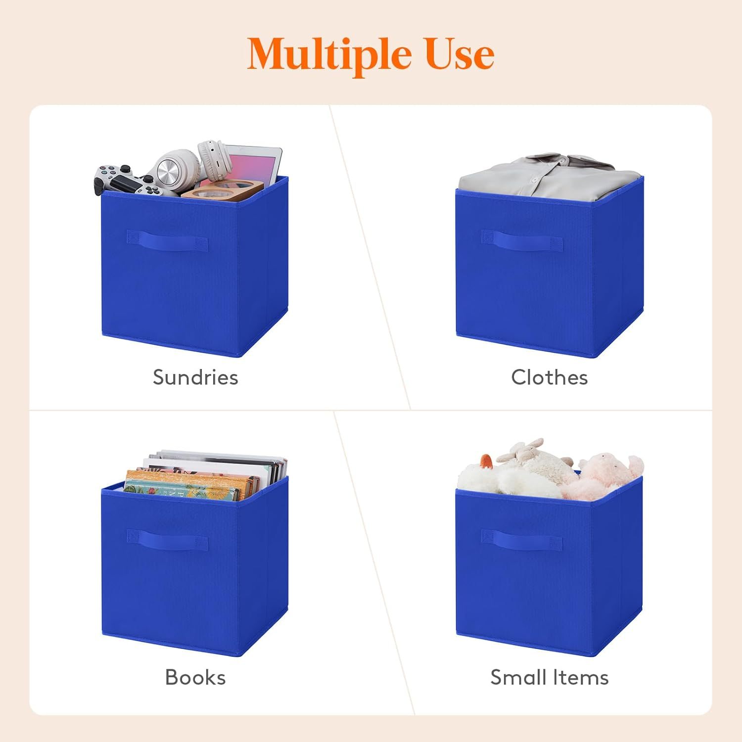 11 Inch Cube Storage Bins, Storage Cubes Foldable Medium Decorative Fabric Storage Baskets