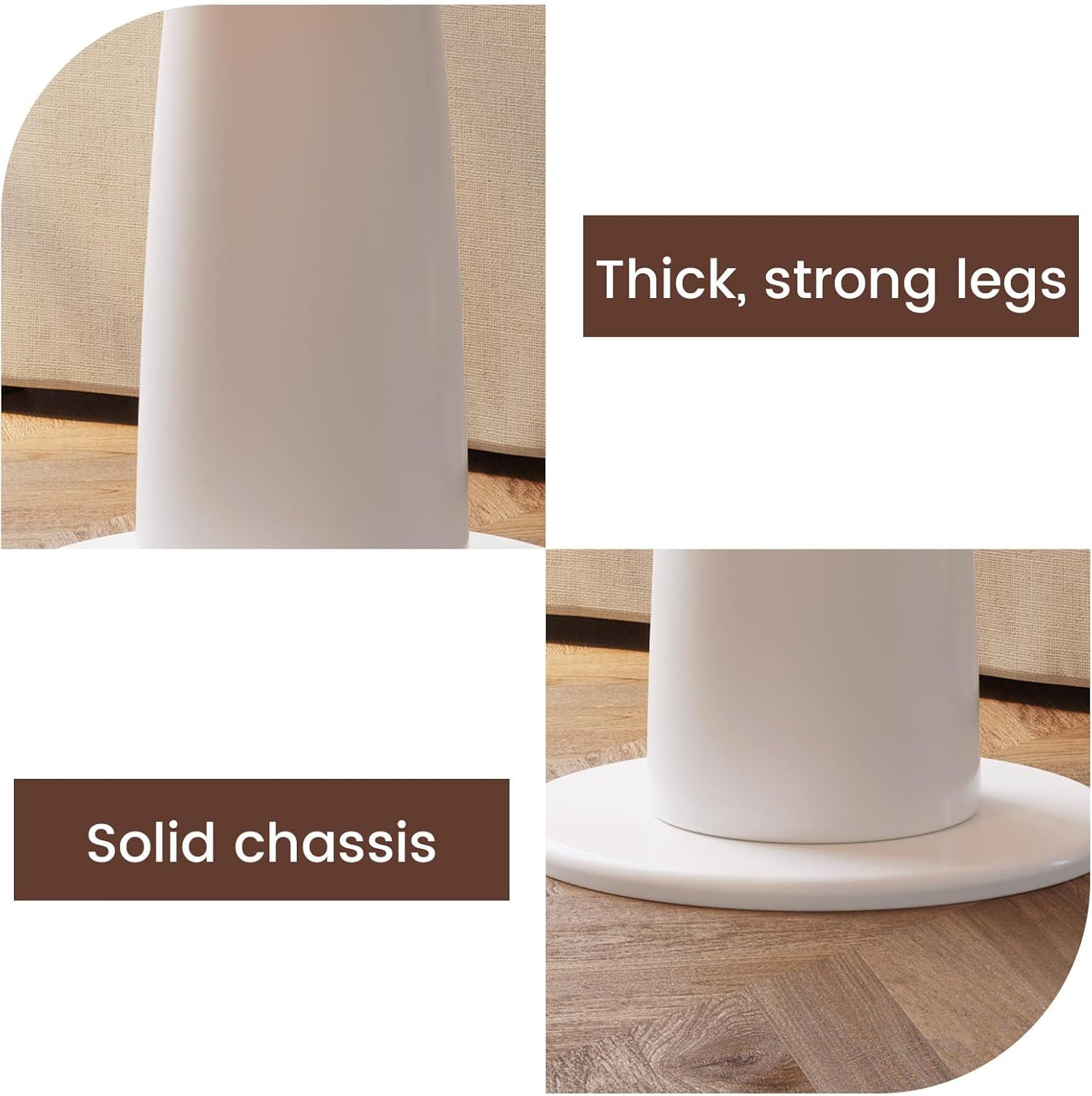 Compact Brown Glass Coffee Table, Brown Tempered Glass End Table, Modern Coffee Table with White Stable Pedestal