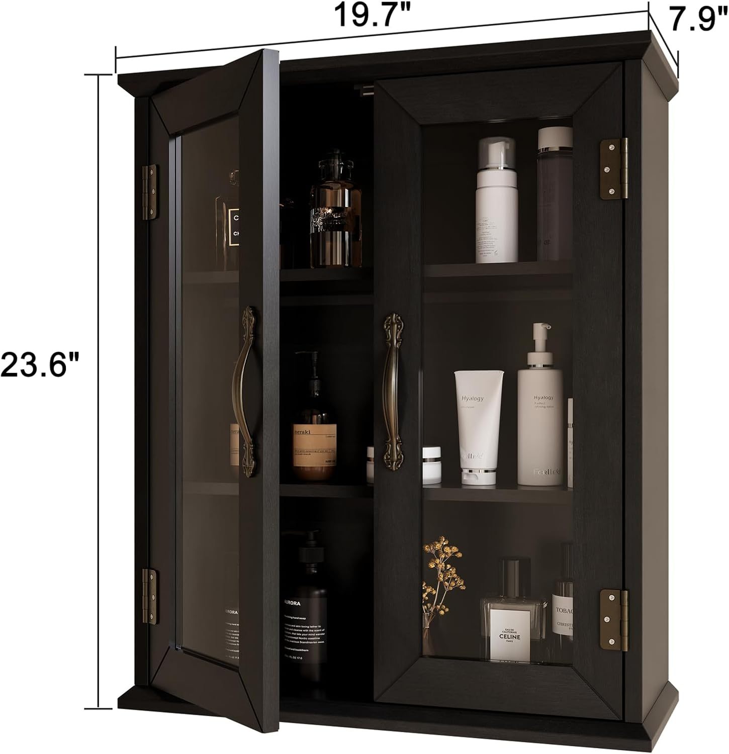 Bathroom Wall Cabinet with Adjustable Shelves Over The Toilet, Rustic Cabinet Wall Mounted