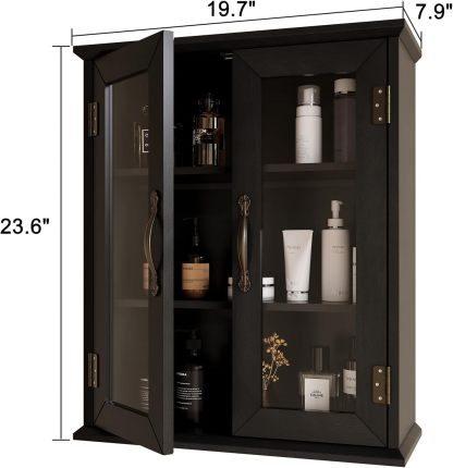 Bathroom Wall Cabinet with Adjustable Shelves Over The Toilet, Rustic Cabinet Wall Mounted
