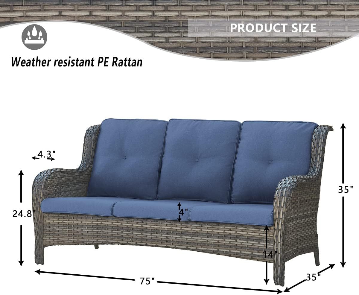 7pcs Patio Furniture Set Swivel Rocker Patio Chairs,PE Wicker Outdoor Sofa Set of 2 with Coffee Table and Ottomans