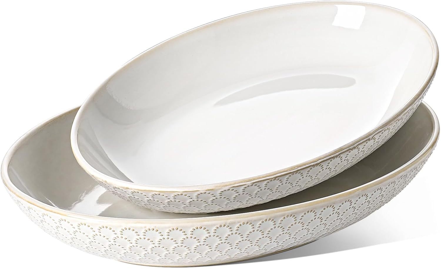 Serving Bowls, Large Oval Platters for Entertaining, Ceramic Serving Tray for Dinner, Pasta, Salad, Dessert, Turkey, Fish, Fruit