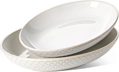 Serving Bowls, Large Oval Platters for Entertaining, Ceramic Serving Tray for Dinner, Pasta, Salad, Dessert, Turkey, Fish, Fruit