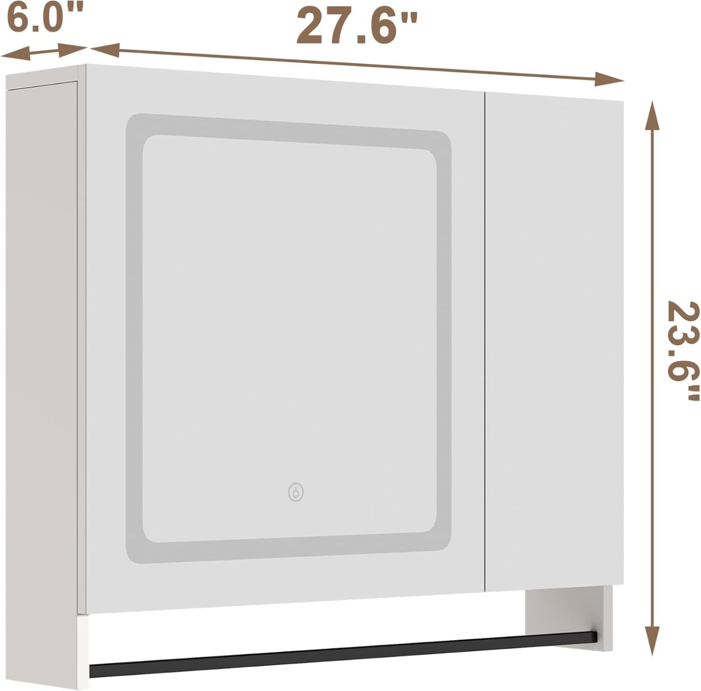 Lighted Medicine Cabinet with Mirror, Bathroom Wall Cabinet with Mirror Doors
