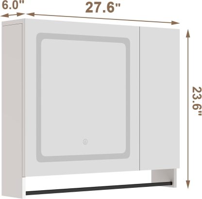 Lighted Medicine Cabinet with Mirror, Bathroom Wall Cabinet with Mirror Doors