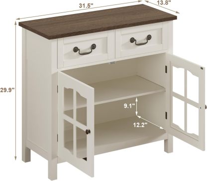 Farmhouse Sideboard Buffet Cabinet with Storage, Coffee Bar Cabinet with Glass Doors