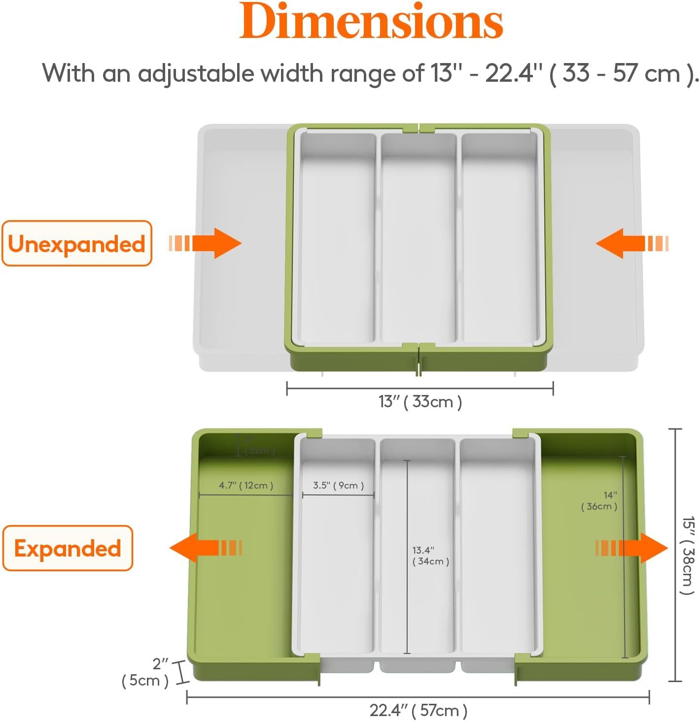 Utensil Organizer for Kitchen Drawers, Expandable Cooking Utensil Tray, Adjustable Cutlery Silverware Flatware Holder