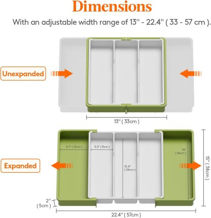 Utensil Organizer for Kitchen Drawers, Expandable Cooking Utensil Tray, Adjustable Cutlery Silverware Flatware Holder