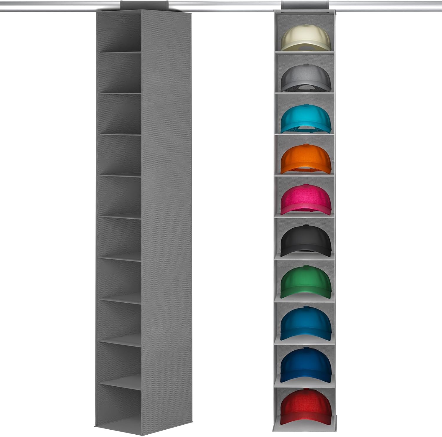 10 Compartments Hat Organizer for Baseball Caps, 1 Pack Hat Rack Hanging Storage Organizer