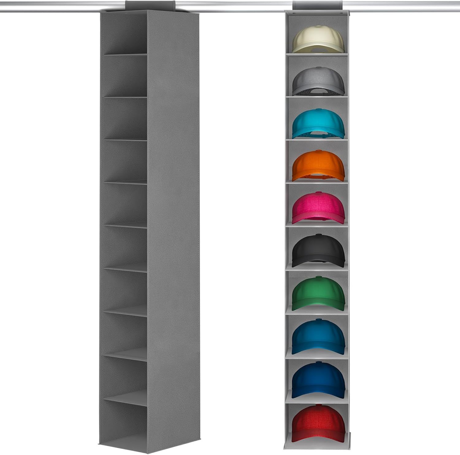 10 Compartments Hat Organizer for Baseball Caps, 1 Pack Hat Rack Hanging Storage Organizer