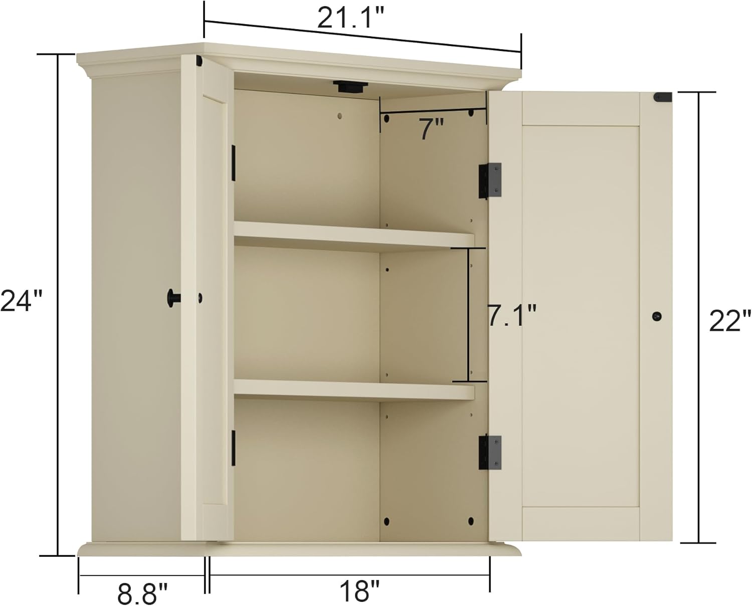 Bathroom Wall Cabinet, Over The Toilet Space Saver Storage Cabinet, Medicine Cabinet with 2 Door and Adjustable Shelves