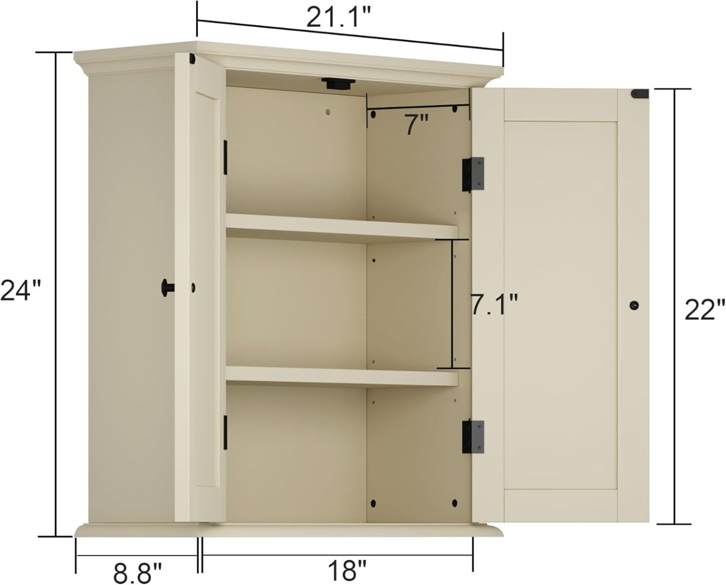 Bathroom Wall Cabinet, Over The Toilet Space Saver Storage Cabinet, Medicine Cabinet with 2 Door and Adjustable Shelves