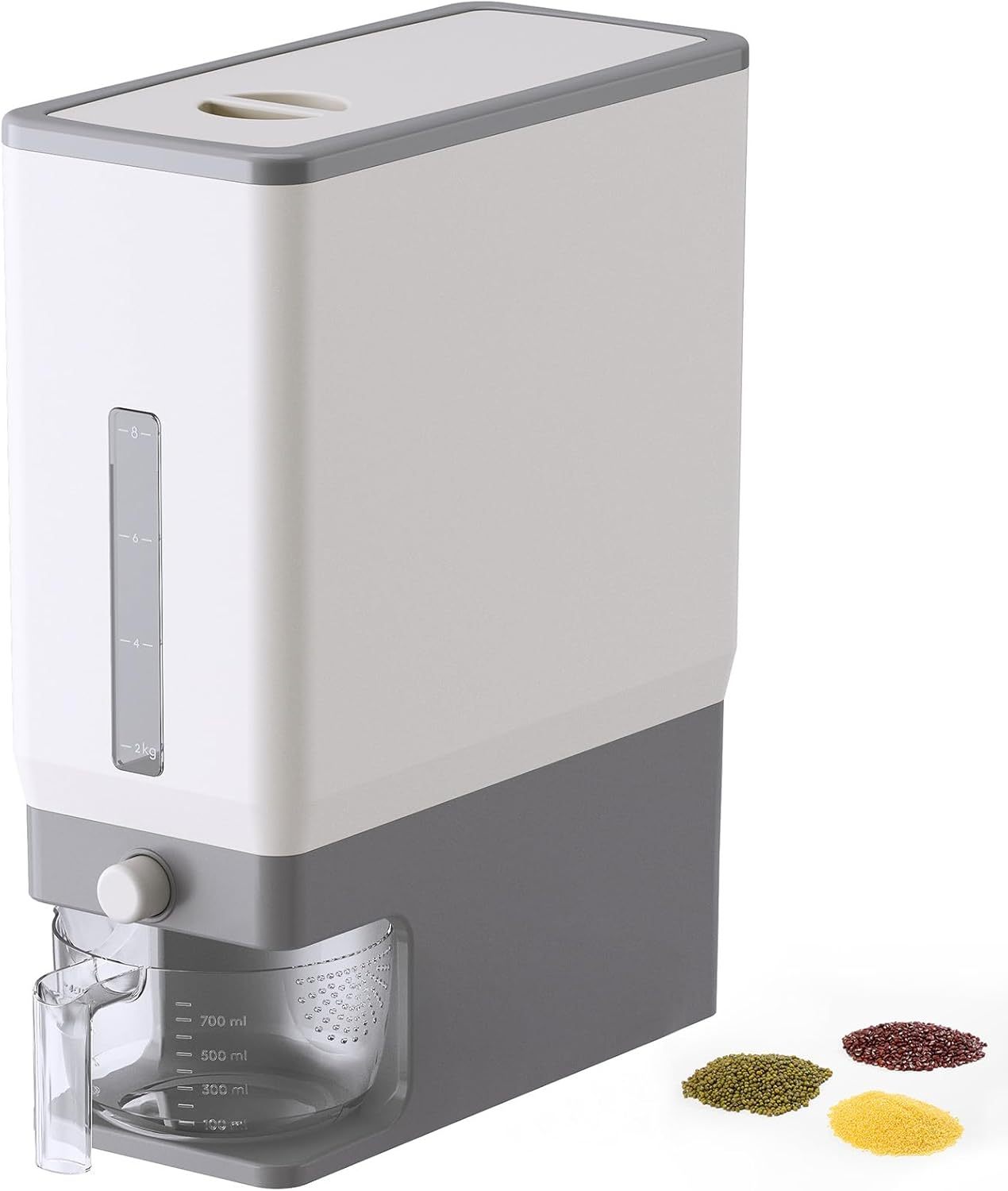 Rice Dispenser 25 Lbs(11.3kg), Rice Storage Container Sealed Moisture Proof with Measuring Cup