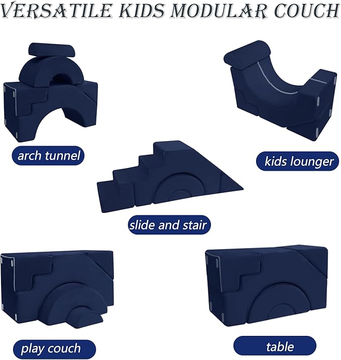Foam Climbing Toddler Couch, Modular Kids Sofa with Slide & Stair, Convertible Baby Couch