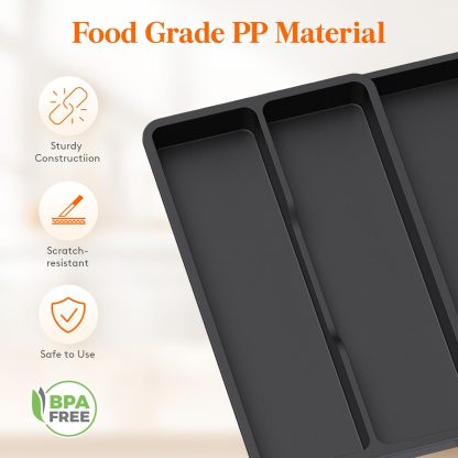 Utensil Drawer Organizer, Expandable Cooking Silverware Tray for Kitchen Drawer, Adjustable Cutlery Flatware Holder