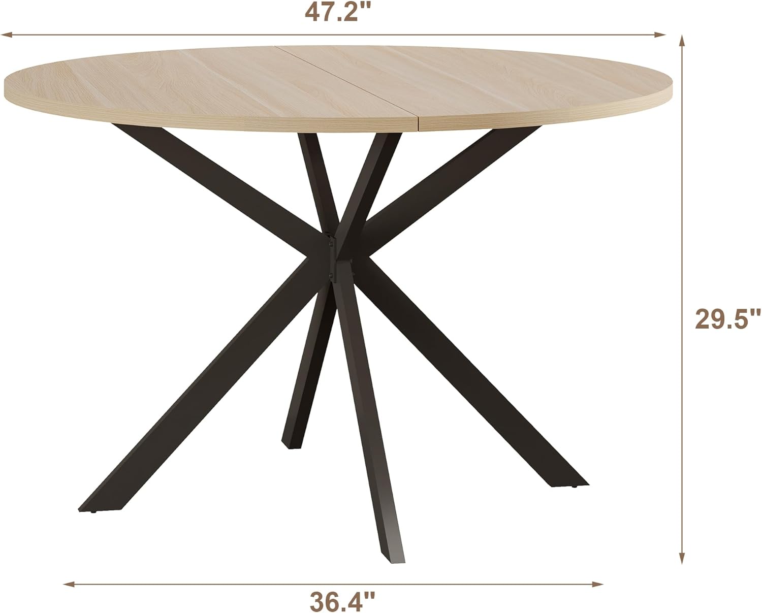 47.2 Inch Round Dining Table for 4, Wood Kitchen Table, Round Dinner Table
