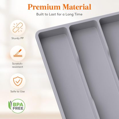 Utensil Drawer Organizer, Expendable Cooking Silverware Tray for Kitchen Drawer, Adjustable Cutlery Flatware Holder