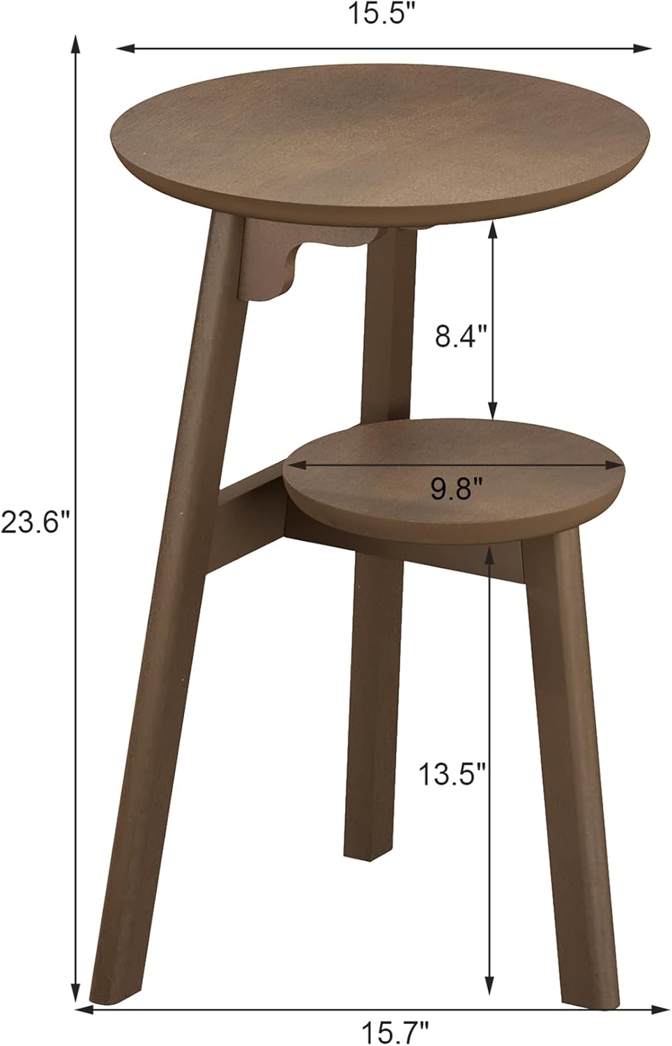 Round End Table Set of 2, Narrow Side Table for Small Spaces
