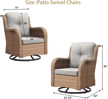 Outdoor Swivel Rocker Wicker Patio Chairs Set of 2