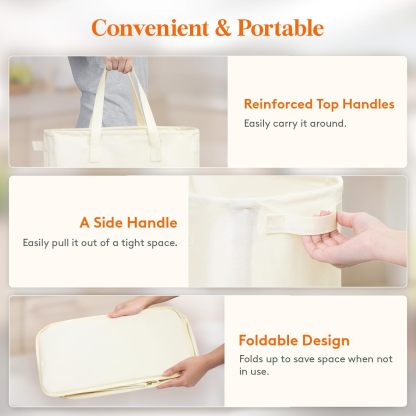 50L 2 Pack Slim Laundry Hamper, Narrow Laundry Basket with Handles, Collapsible Thin Dirty Clothes Hampers for Laundry