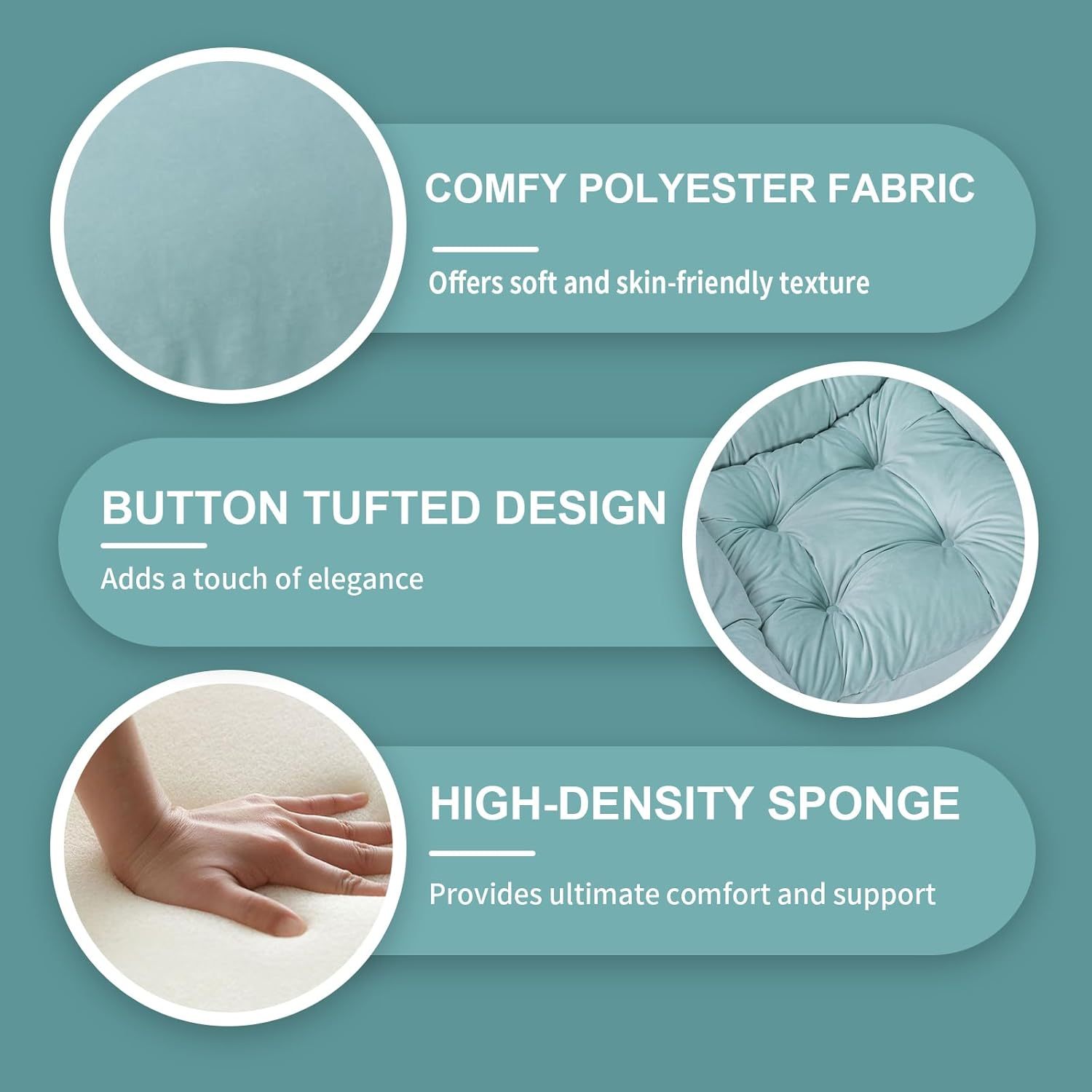 Polyester Upholstered Accent Chair, Button Tufted Living Room Armchair with Footstool and Side Pocket