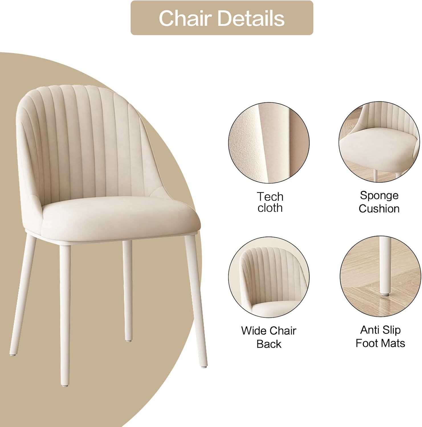 White Dining Table Set,54.52" Dining Room Table with 6 Chairs for 2,4,6, Modern Cream Style Kitchen Table Set for Dining Room