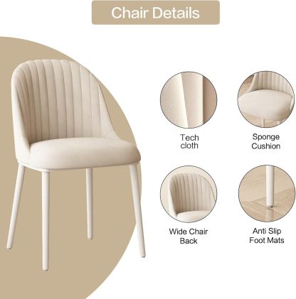 White Dining Table Set,54.52" Dining Room Table with 6 Chairs for 2,4,6, Modern Cream Style Kitchen Table Set for Dining Room