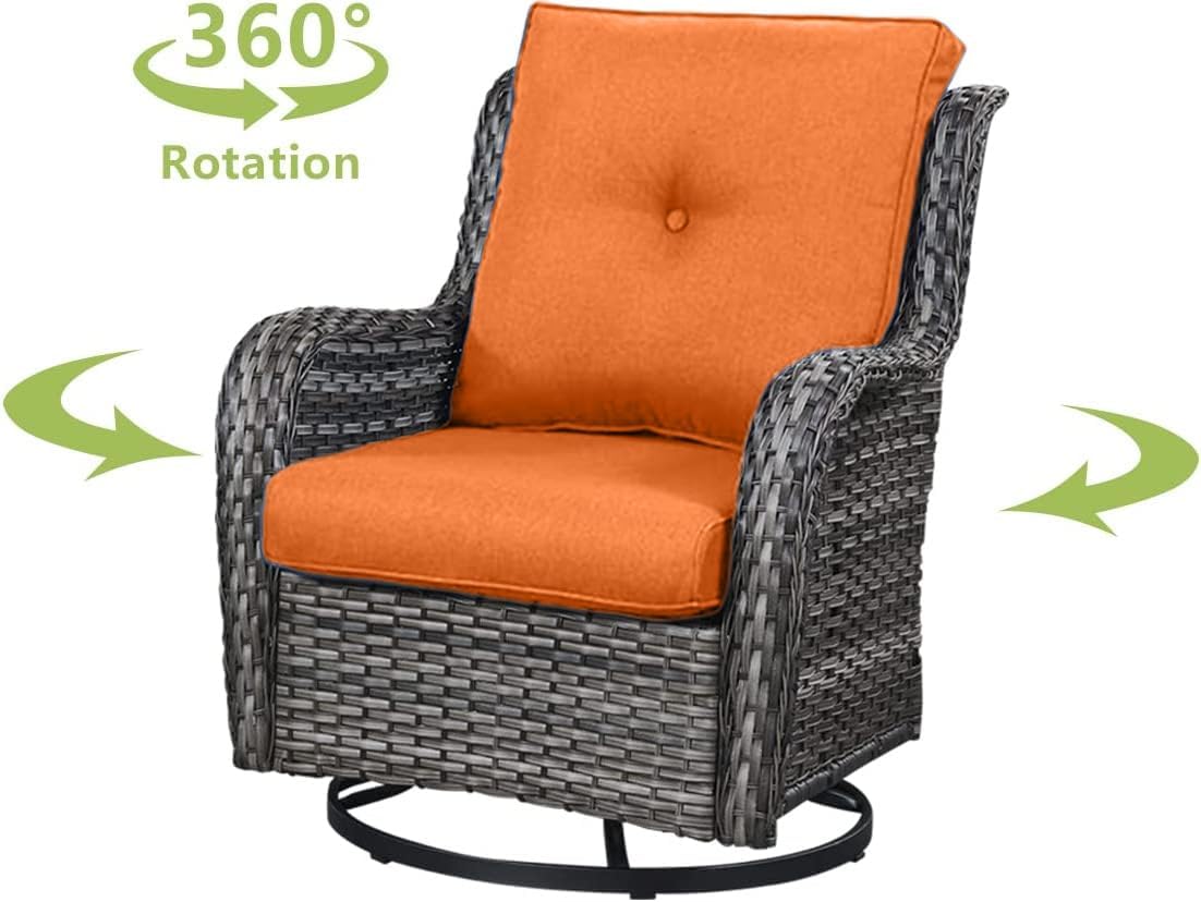 Outdoor Swivel Rocker Wicker Patio Chairs Set of 2