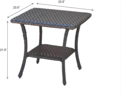 Wicker Patio Coffee Table,Rattan Outdoor Coffee Table with 2-Layer Storage Furniture Tables for Garden,Porch,Backyard