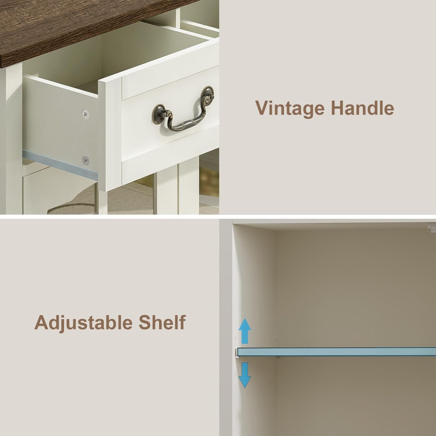 Farmhouse Sideboard Buffet Cabinet with Storage, Coffee Bar Cabinet with Glass Doors