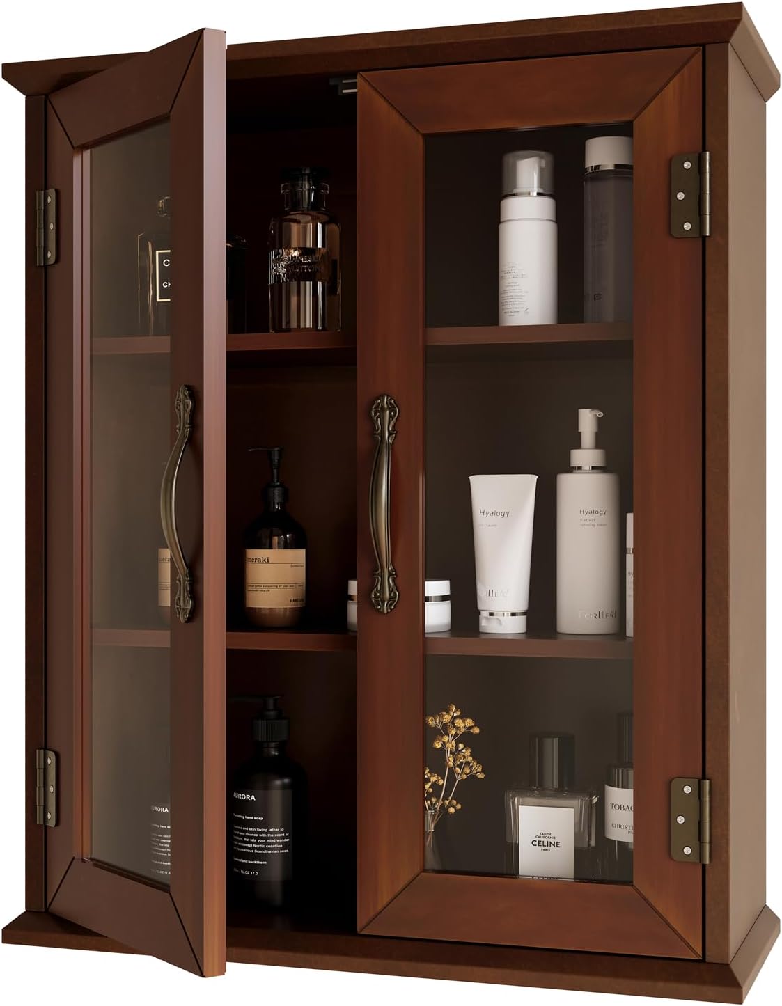 Wood Medicine Cabinet with Acrylic Doors, Bathroom Wall Cabinet with Adjustable Shelves Over The Toilet