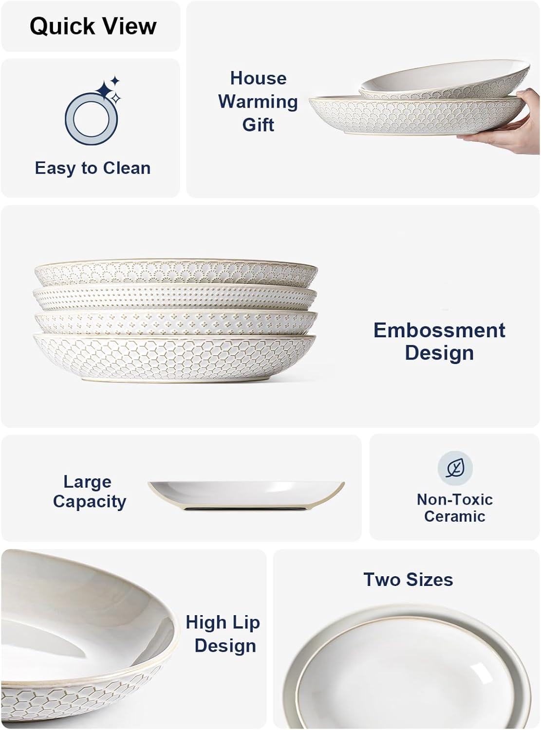 Serving Bowls, Large Oval Platters for Entertaining, Ceramic Serving Tray for Dinner, Pasta, Salad, Dessert, Turkey, Fish, Fruit