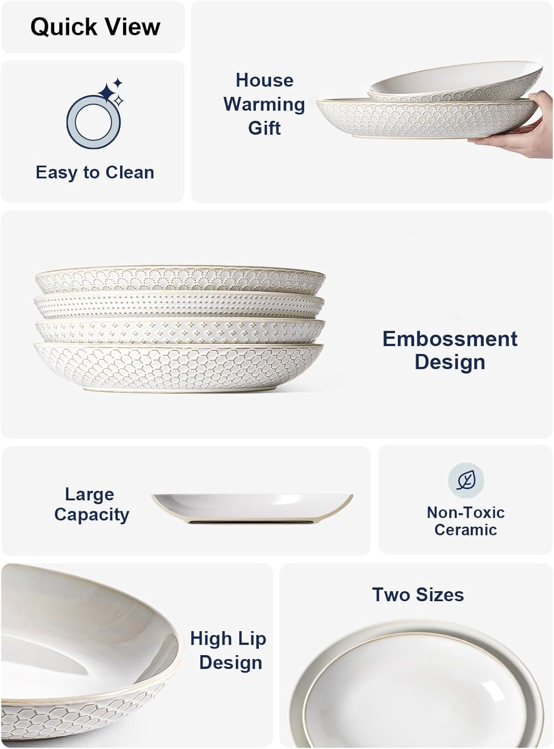 Serving Bowls, Large Oval Platters for Entertaining, Ceramic Serving Tray for Dinner, Pasta, Salad, Dessert, Turkey, Fish, Fruit