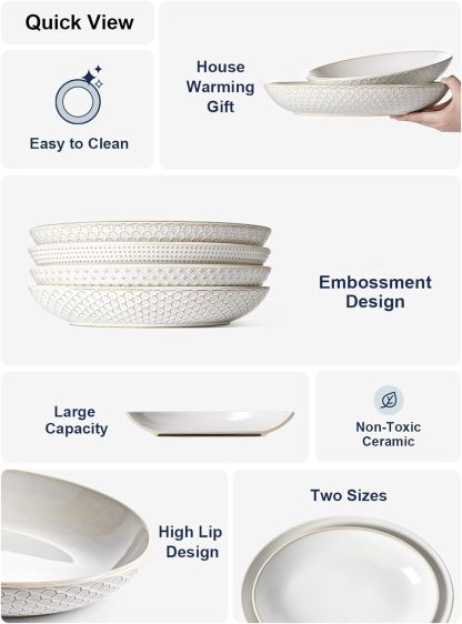 Serving Bowls, Large Oval Platters for Entertaining, Ceramic Serving Tray for Dinner, Pasta, Salad, Dessert, Turkey, Fish, Fruit