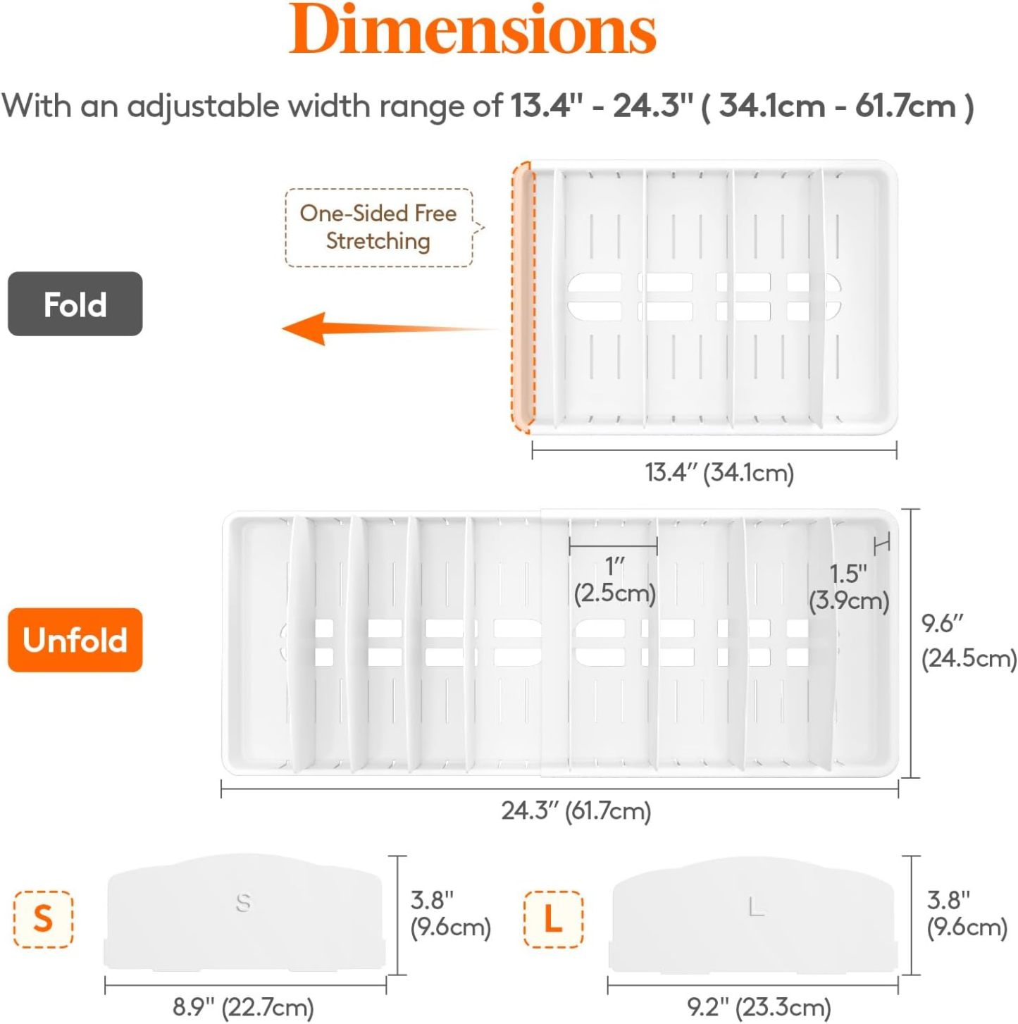 Lid Organizers for Cabinet Adjustable, Extra Large 13-24" Food Storage Container Lid Divider with 8 Inserts & 21 Compartments