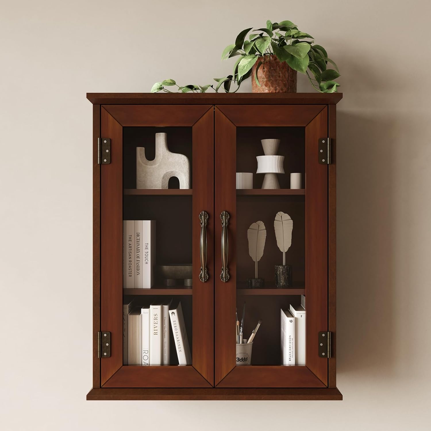 Wood Medicine Cabinet with Acrylic Doors, Bathroom Wall Cabinet with Adjustable Shelves Over The Toilet