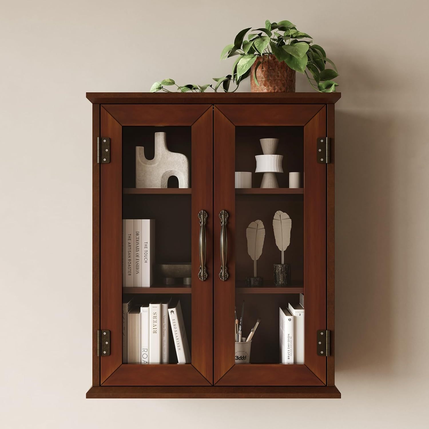 Wood Medicine Cabinet with Acrylic Doors, Bathroom Wall Cabinet with Adjustable Shelves Over The Toilet