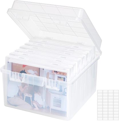 Photo Storage Box 5x7 Photo Case, 7 Inner Photo Keeper, Clear Photo Boxes Storage, Seed Organizer Craft Storage Box