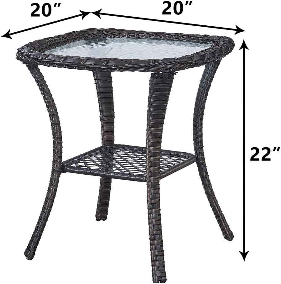 Wicker Patio Coffee Table,Rattan Outdoor Coffee Table with 2-Layer Storage Furniture Tables for Garden,Porch,Backyard
