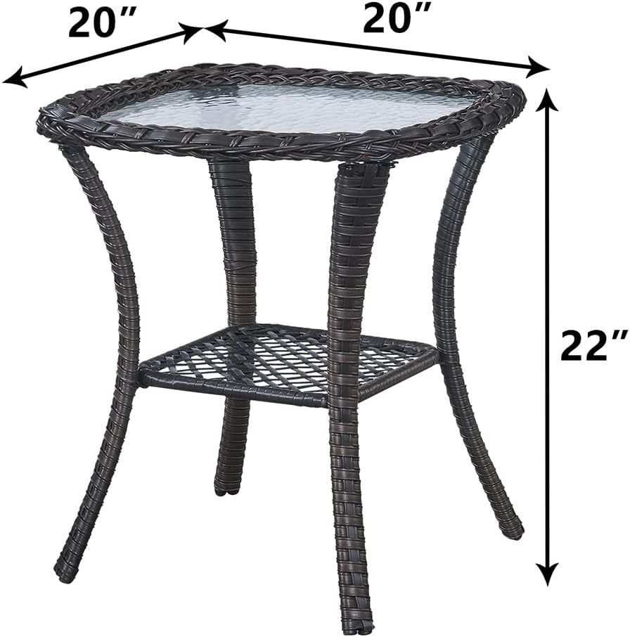 Wicker Patio Coffee Table,Rattan Outdoor Coffee Table with 2-Layer Storage Furniture Tables for Garden,Porch,Backyard