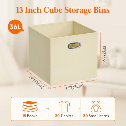 13 Inch Cube Storage Bins, 6 Packs Cube Storage Organizer, Foldable Decorative Fabric Storage Baskets