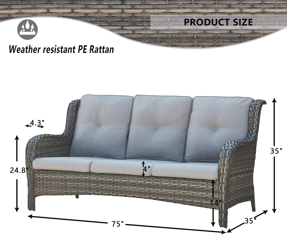 7pcs Patio Furniture Set Swivel Rocker Patio Chairs,PE Wicker Outdoor Sofa Set of 2 with Coffee Table and Ottomans