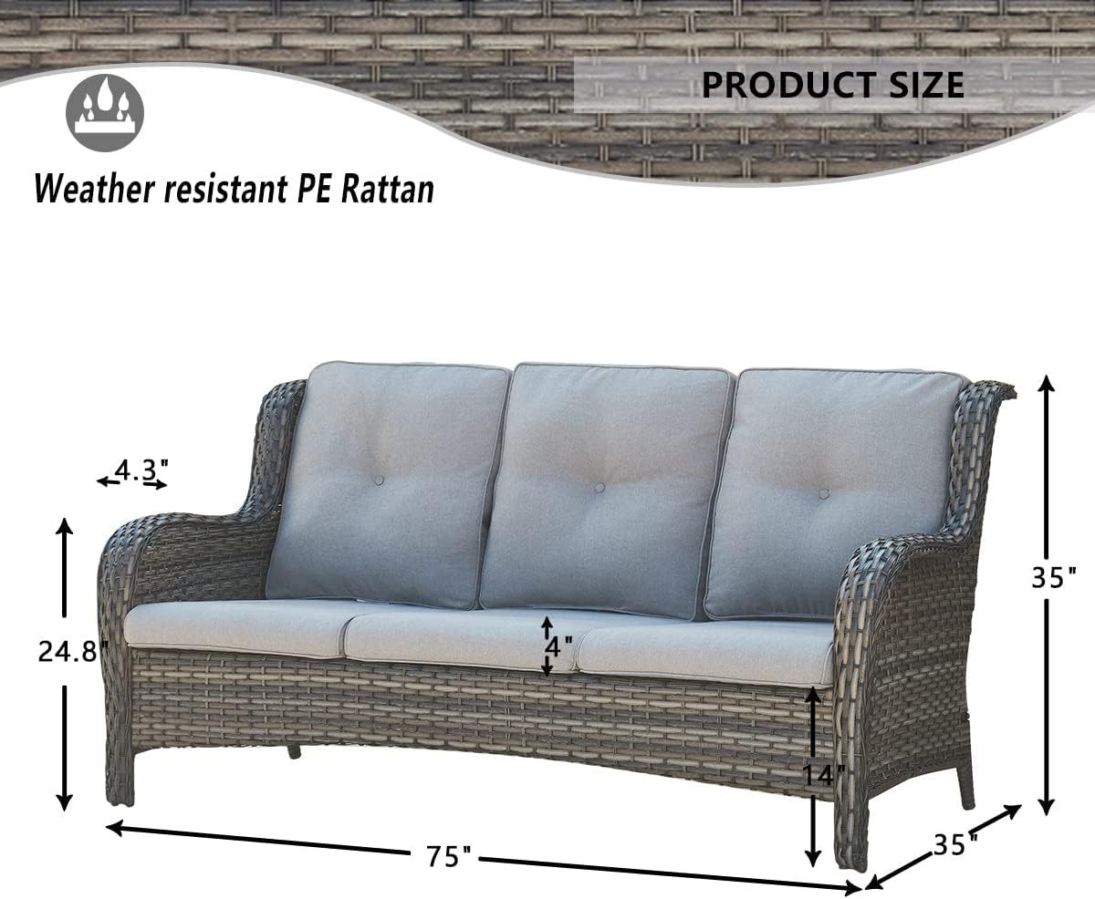 7pcs Patio Furniture Set Swivel Rocker Patio Chairs,PE Wicker Outdoor Sofa Set of 2 with Coffee Table and Ottomans