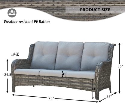 7pcs Patio Furniture Set Swivel Rocker Patio Chairs,PE Wicker Outdoor Sofa Set of 2 with Coffee Table and Ottomans