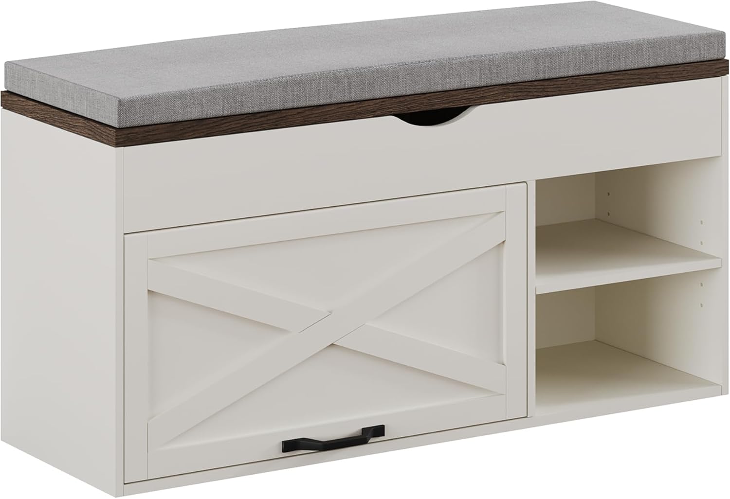 Storage Bench with Cushion, Shoe Bench with Lift Top Storage, Adjustable Shelf, Shoe Cabinet