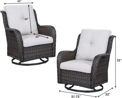 Outdoor Patio Furniture with Fire Pit Table Outdoor Conversation Set PE Wicker Patio Couch Swivel Glider Chairs